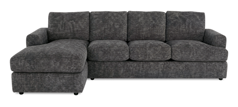 Made in Canada Customizable Sofa Lab Curve Left-Facing Fabric Sofa Chaise  – Plush Charcoal