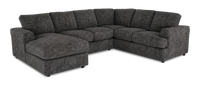 Made in Canada Customizable Sofa Lab Curve 3 Piece Left-Facing Fabric Sectional with Chaise – Plush Charcoal 