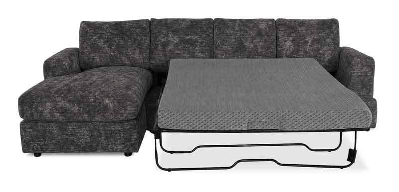 Made in Canada Customizable Sofa Lab Curve Fabric Left-Facing Sofabed Sectional - Plush Charcoal