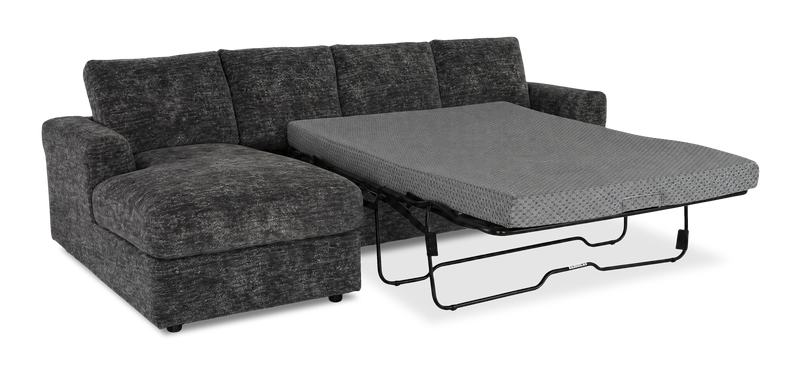 Made in Canada Customizable Sofa Lab Curve Fabric Left-Facing Sofabed Sectional - Plush Charcoal