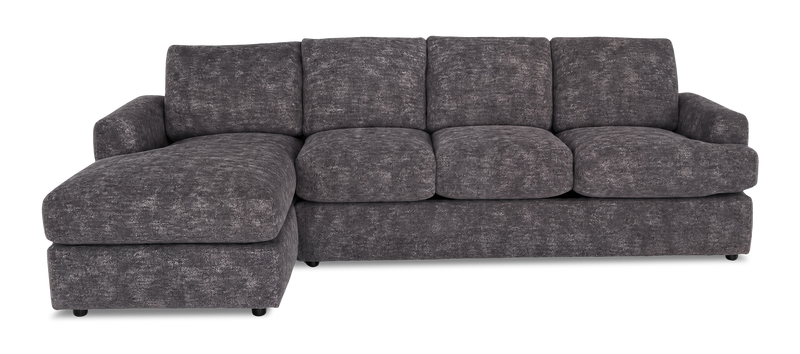 Made in Canada Customizable Sofa Lab Curve Fabric Left-Facing Sofabed Sectional - Plush Charcoal