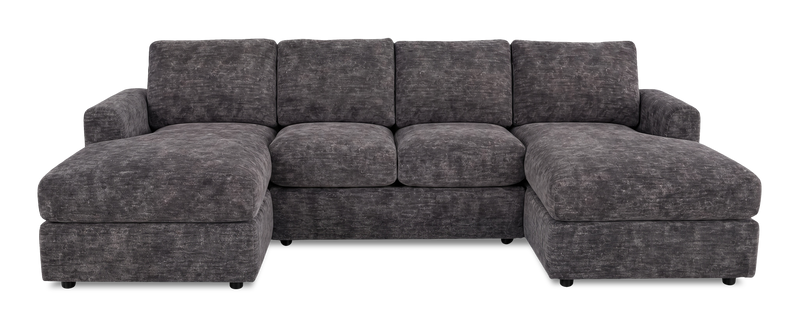 Made in Canada Customizable Sofa Lab Curve Fabric Double Chaise Sectional - Plush Charcoal 