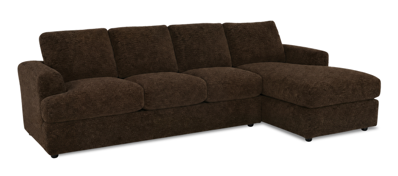 Made in Canada Customizable Sofa Lab Curve Right-Facing Fabric Sofa Chaise  – Plush Chocolate