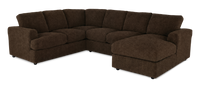 Made in Canada Customizable Sofa Lab Curve 3 Piece Right-Facing Fabric Sectional with Chaise – Plush Chocolate 