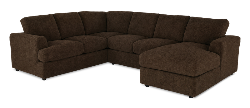 Made in Canada Customizable Sofa Lab Curve 3 Piece Right-Facing Fabric Sectional with Chaise – Plush Chocolate