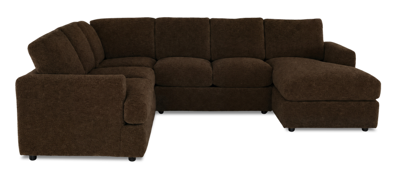 Made in Canada Customizable Sofa Lab Curve 3 Piece Right-Facing Fabric Sectional with Chaise – Plush Chocolate
