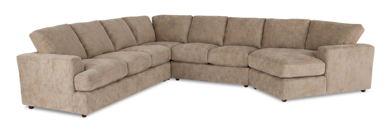 Made in Canada Customizable Sofa Lab Curve 4-Piece Right-Facing Sectional with Cuddler - Chenille Praline
