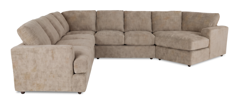 Made in Canada Customizable Sofa Lab Curve 4-Piece Right-Facing Sectional with Cuddler - Chenille Praline