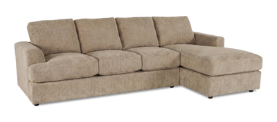 Made in Canada Customizable Sofa Lab Curve Right-Facing Fabric Sofa Chaise  – Chenille Praline | Sofa avec fauteuil long de droite personnalisable Curve de Sofa Lab fabriqué au Canada en tissu - Chenille Praline