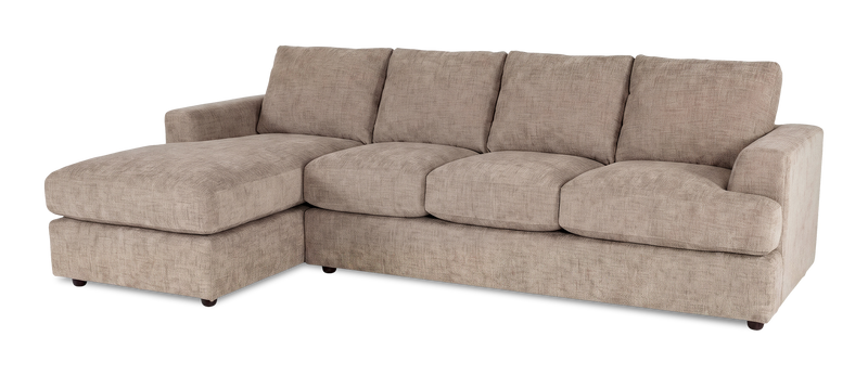 Made in Canada Customizable Sofa Lab Curve Left-Facing Fabric Sofa Chaise  – Chenille Praline