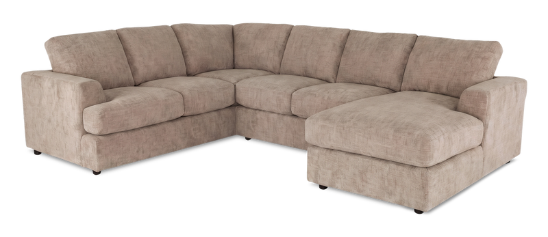 Made in Canada Customizable Sofa Lab Curve 3 Piece Right-Facing Fabric Sectional with Chaise – Chenille Praline