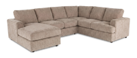 Made in Canada Customizable Sofa Lab Curve 3 Piece Left-Facing Fabric Sectional with Chaise – Chenille Praline