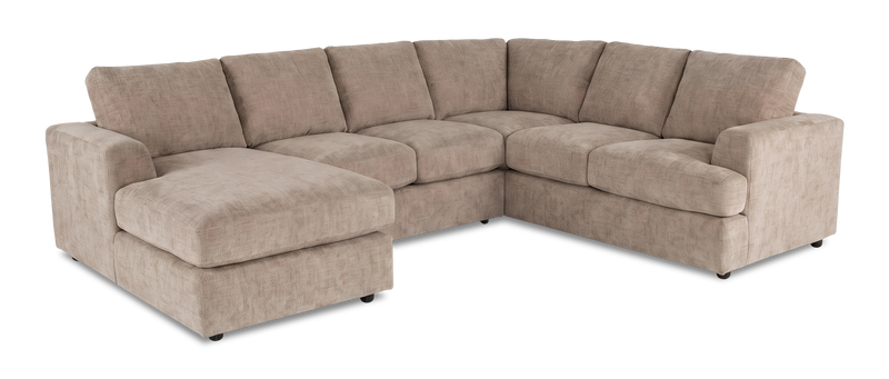 Made in Canada Customizable Sofa Lab Curve 3 Piece Left-Facing Fabric Sectional with Chaise – Chenille Praline
