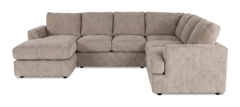 Made in Canada Customizable Sofa Lab Curve 3 Piece Left-Facing Fabric Sectional with Chaise – Chenille Praline