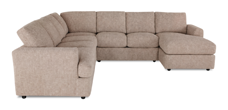 Made in Canada Customizable Sofa Lab Curve 4-Piece Right-Facing Sectional with Chaise - Chenille Praline