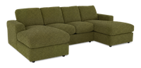 Made in Canada Customizable Sofa Lab Curve Fabric Double Chaise Sectional - Chenille Moss 
