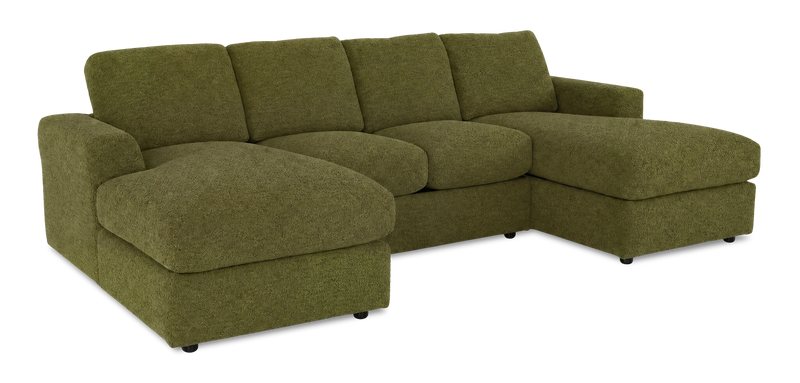 Made in Canada Customizable Sofa Lab Curve Fabric Double Chaise Sectional - Chenille Moss