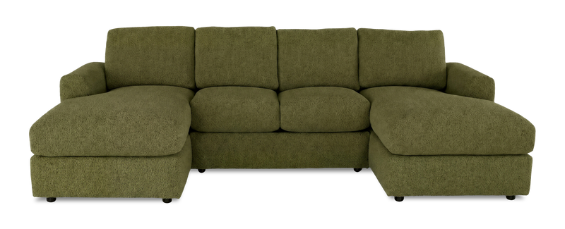 Made in Canada Customizable Sofa Lab Curve Fabric Double Chaise Sectional - Chenille Moss