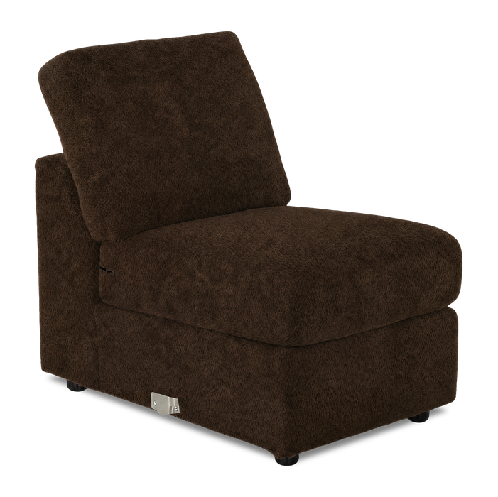 Made in Canada Customizable Sofa Lab Curve 24\" Armless Fabric Chair – Plush Chocolate