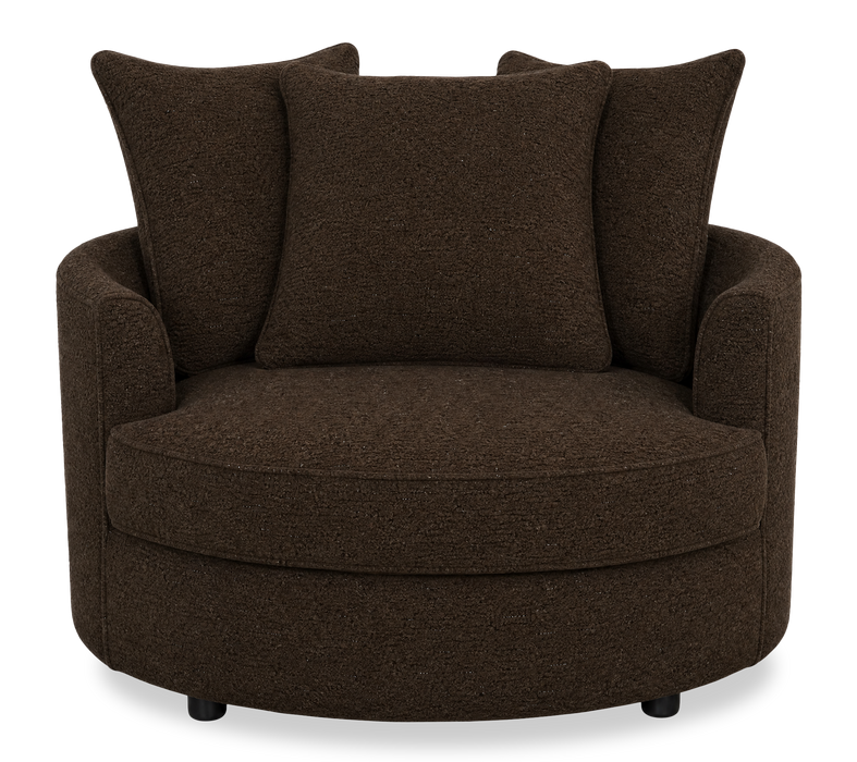 Made in Canada Sofa Lab Customizable Cuddler 48\" Fabric Accent Chair – Teddy Walnut 