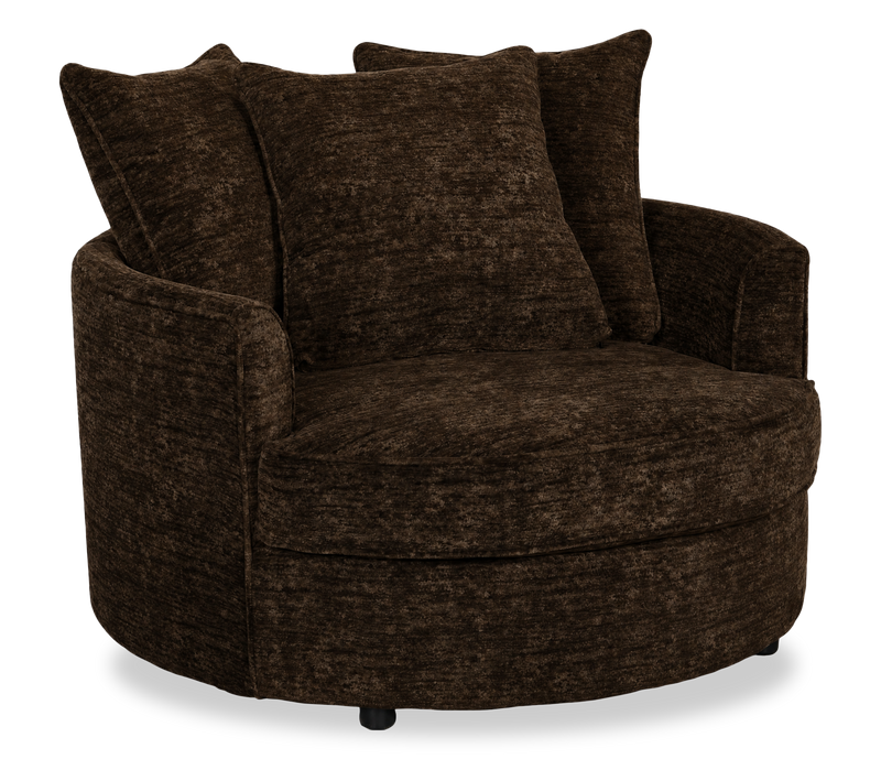 Made in Canada Sofa Lab Customizable Cuddler 48\" Fabric Accent Chair – Plush Chocolate