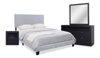 Delta 6pc Bedroom Set with Bed, Dresser, Mirror & Nightstand, Black - King Size 