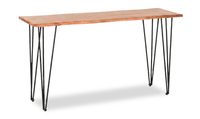 Dillion 45” Industrial Sofa Table with Iron Hairpin Legs – Natural Acacia