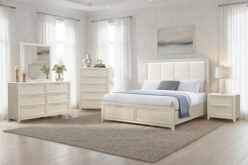 Elana 5pc Bedroom Set with Storage Bed, Dresser & Mirror, Natural - King Size