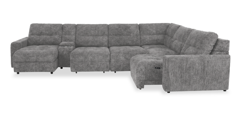 Scott Living Elevate Modular 7-Piece Left-Facing Chenille Fabric Power Sliding Sectional with Storage - Grey