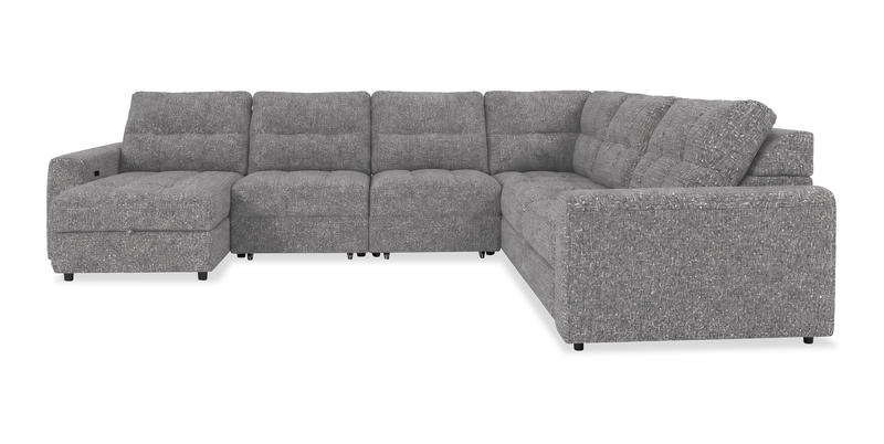 Scott Living Elevate Modular 6-Piece Left-Facing Chenille Fabric Power Reclining and Sliding Sectional - Grey