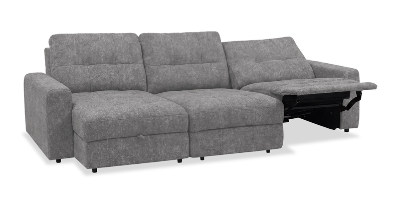 Scott Living Elevate Modular 3-Piece Left-Facing Chenille Fabric Power Reclining and Sliding Sectional - Grey