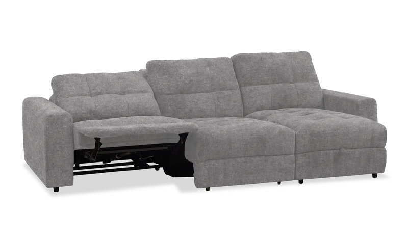 Scott Living Elevate Modular 3-Piece Right-Facing Chenille Fabric Power Reclining and Sliding Sectional - Grey