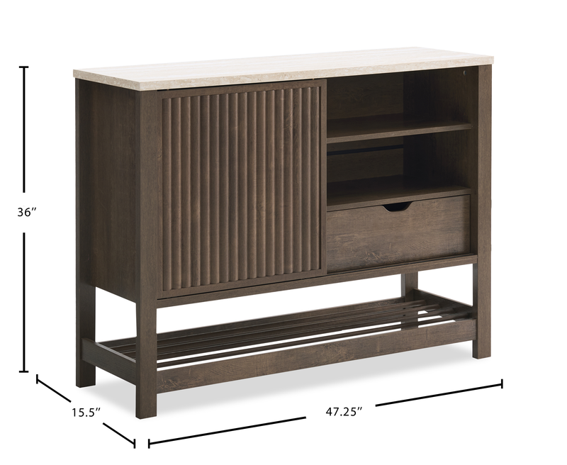 Essex 47.25” 3-Shelf Accent Cabinet with Sliding Door – Walnut Oak
