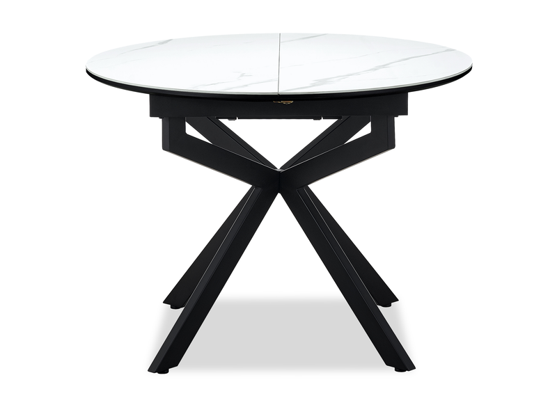 Evita 5pc Dining Set, Table & 4 Grey Chairs, Sintered Stone, 41-54\"W Extension - Grey/Black