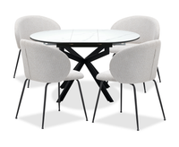 Evita 5pc Dining Set, Table & 4 Beige Chairs, Sintered Stone, 41-54