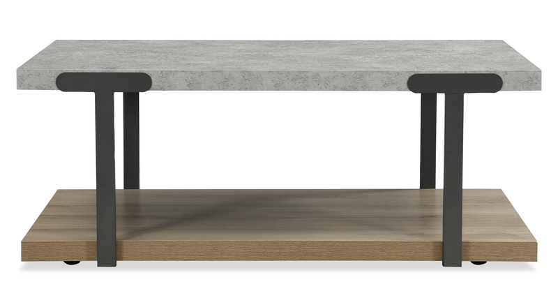Felicity 44” Rectangular Coffee Table with Shelf and Casters – Grey