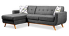 Kort & Co. Freeman 2-Piece Left-Facing Sectional with Wood Legs – Charcoal Grey