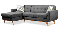 Kort & Co. Freeman 2-Piece Left-Facing Sectional with Wood Legs – Charcoal Grey 