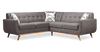 Kort & Co. Freeman 2-Piece Linen-Look Fabric Sectional with Wood Legs – Charcoal Grey