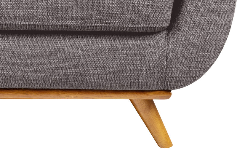 Kort & Co. Freeman 2-Piece Linen-Look Fabric Sectional with Wood Legs – Charcoal Grey