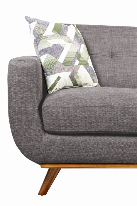 Kort & Co. Freeman 2-Piece Linen-Look Fabric Sectional with Wood Legs – Charcoal Grey