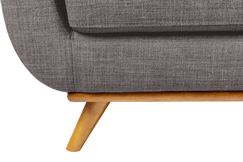 Kort & Co. Freeman 2-Piece Linen-Look Fabric Sectional with Wood Legs – Charcoal Grey