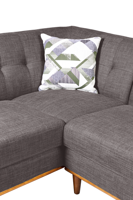 Kort & Co. Freeman 2-Piece Linen-Look Fabric Sectional with Wood Legs – Charcoal Grey