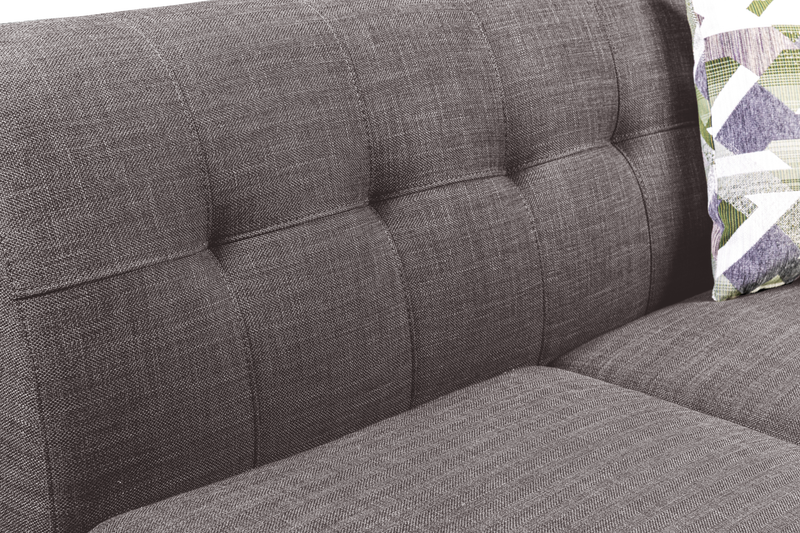 Kort & Co. Freeman 2-Piece Linen-Look Fabric Sectional with Wood Legs – Charcoal Grey