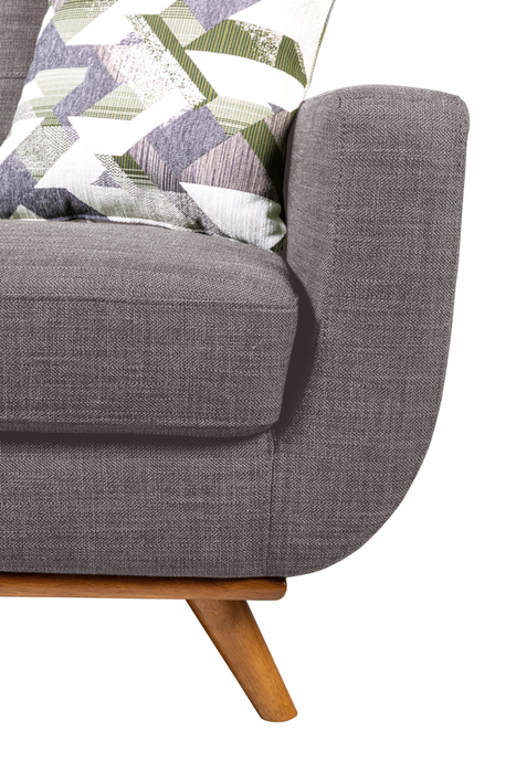 Kort & Co. Freeman 2-Piece Linen-Look Fabric Sectional with Wood Legs – Charcoal Grey