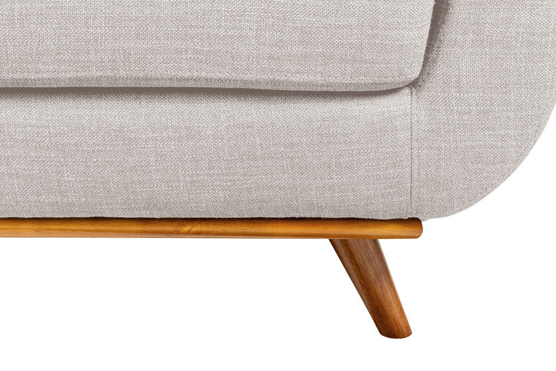 Kort & Co. Freeman 2-Piece Linen-Look Fabric Sectional with Wood Legs – Dove White
