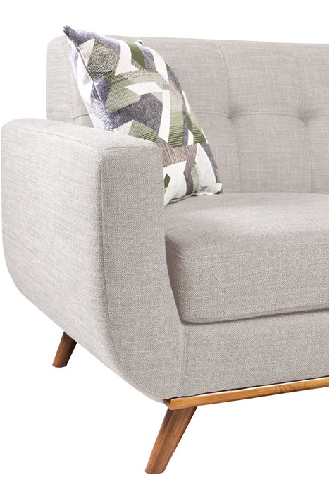 Kort & Co. Freeman 2-Piece Linen-Look Fabric Sectional with Wood Legs – Dove White