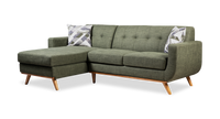 Kort & Co. Freeman 2-Piece Left-Facing Sectional with Wood Legs – Avocado Green