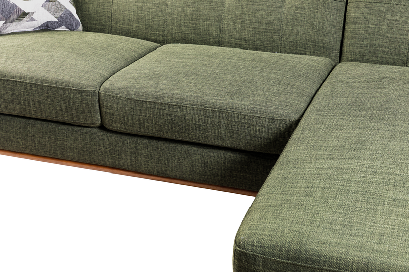 Kort & Co. Freeman 2-Piece Right-Facing Sectional with Wood Legs – Avocado Green