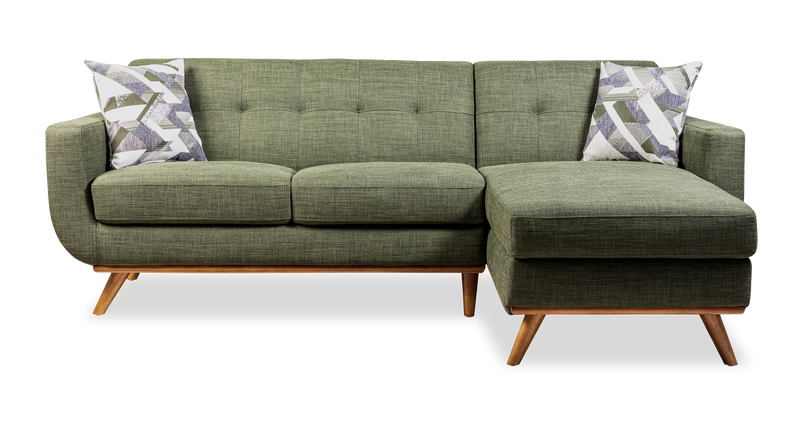 Kort & Co. Freeman 2-Piece Right-Facing Sectional with Wood Legs – Avocado Green
